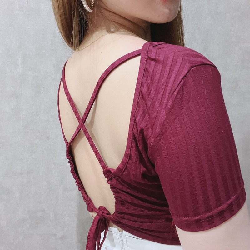 Sexy Backless Crop Top | Atasan Wanita Korean Fashion | Maimon Grosir