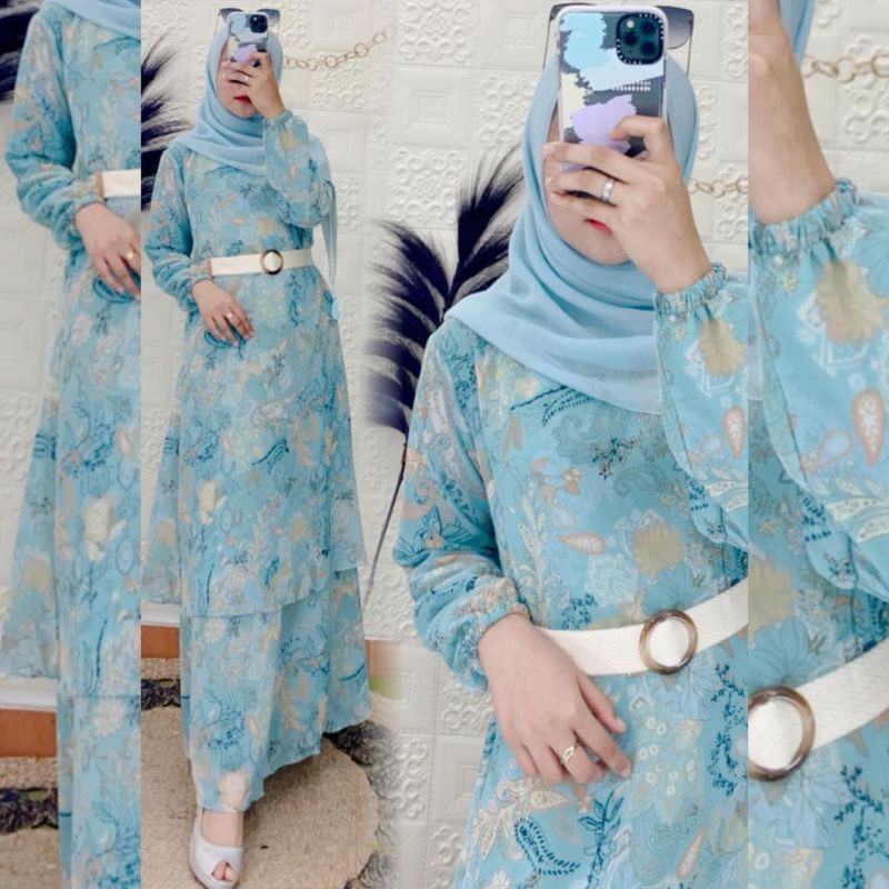 gamis malaysia sifon motif by famys