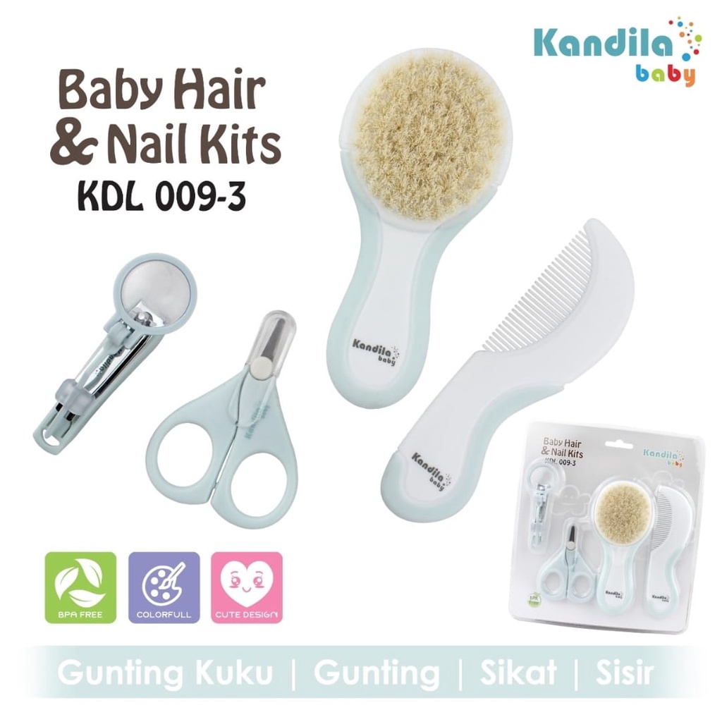 Castle - Kandila Comb &amp; Brush Set - Baby Hair &amp; Nail Kits KDL009-3 - Sisir dan Gunting Kuku Bayi 4in1