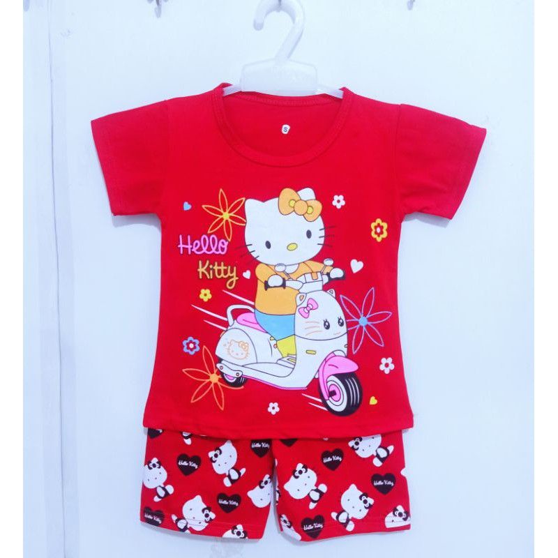 Setelan Anak Perempuan Hello Kitty 2-9 Tahun-Merah