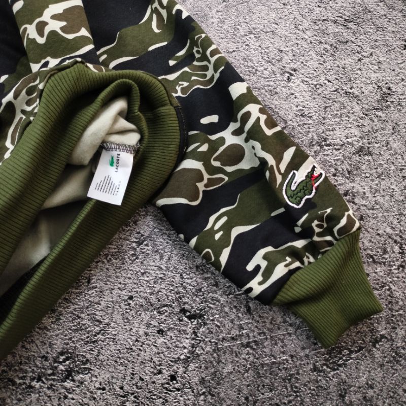 SWEATER HOODIE LACOSTE CAMO AUTHENTIC FULLTAG &amp; LEBEL