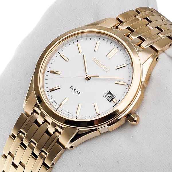 Seiko Mens SNE138P1 Solar White Dial Gold Coating | Jam Pria SNE138