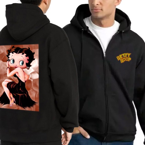 Jaket Hoodie Betty Boop Hoodie Zipper Dengan Ritsleting Casual Unisex Hoodie Bahan Katun New Cotton 