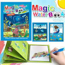 Magic Water Coloring Book Buku Mewarnai Doodle Book Reuseable Pena Air