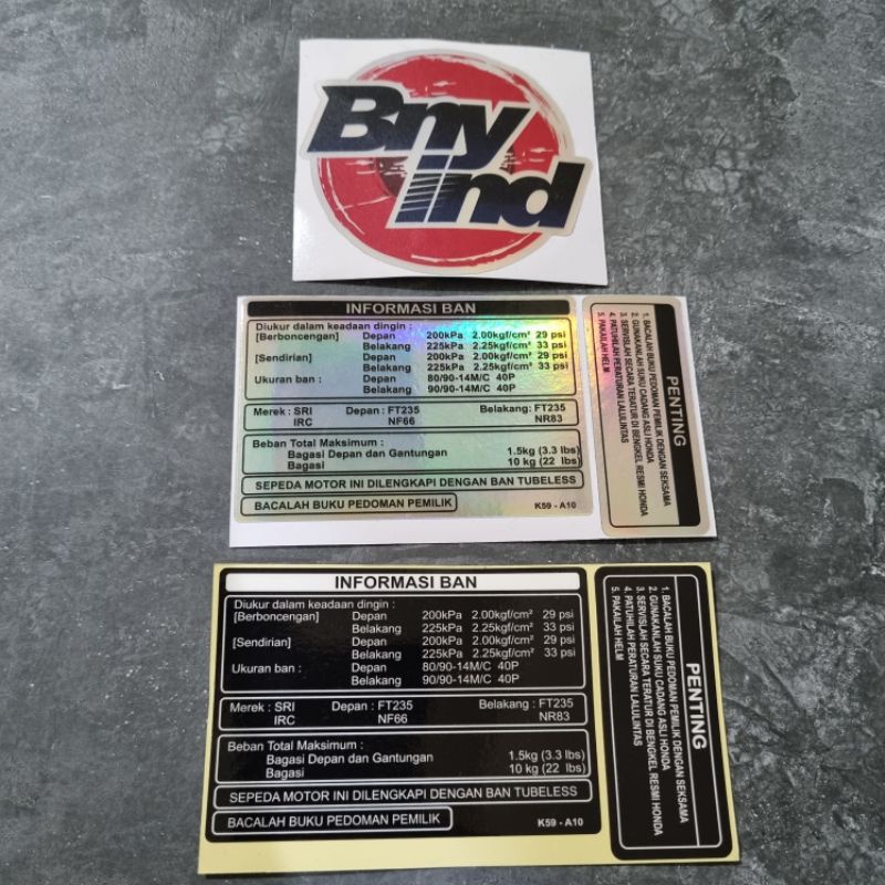 STICKER WARNING PERINGATAN HONDA STICKER PROSEDUR HONDA INDONESIA