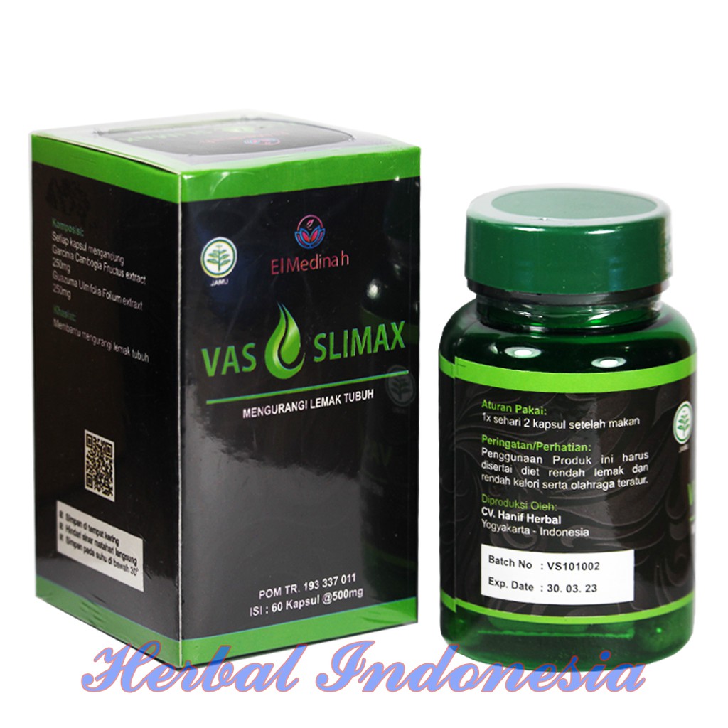 Kapsul Vas Slimax El Medinah 60  kapsul | Herbal Diet Pelangsing