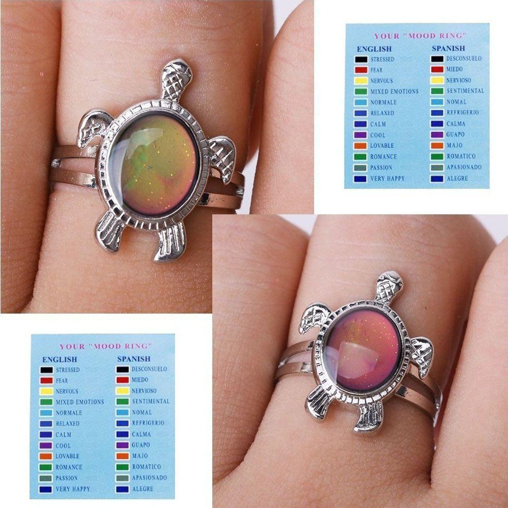 Needway   Mengubah Suasana Hati Cincin Multicolor Emosi Suhu Adjustable Finger Rings