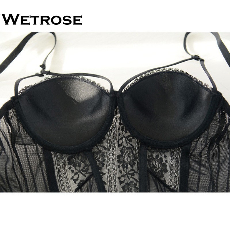 【Wetrose】Premium Korset Bustier Push Up Sexy Bahan Lace Dengan Sabuk Garter Untuk Wanita Hadiah Hari Valentine