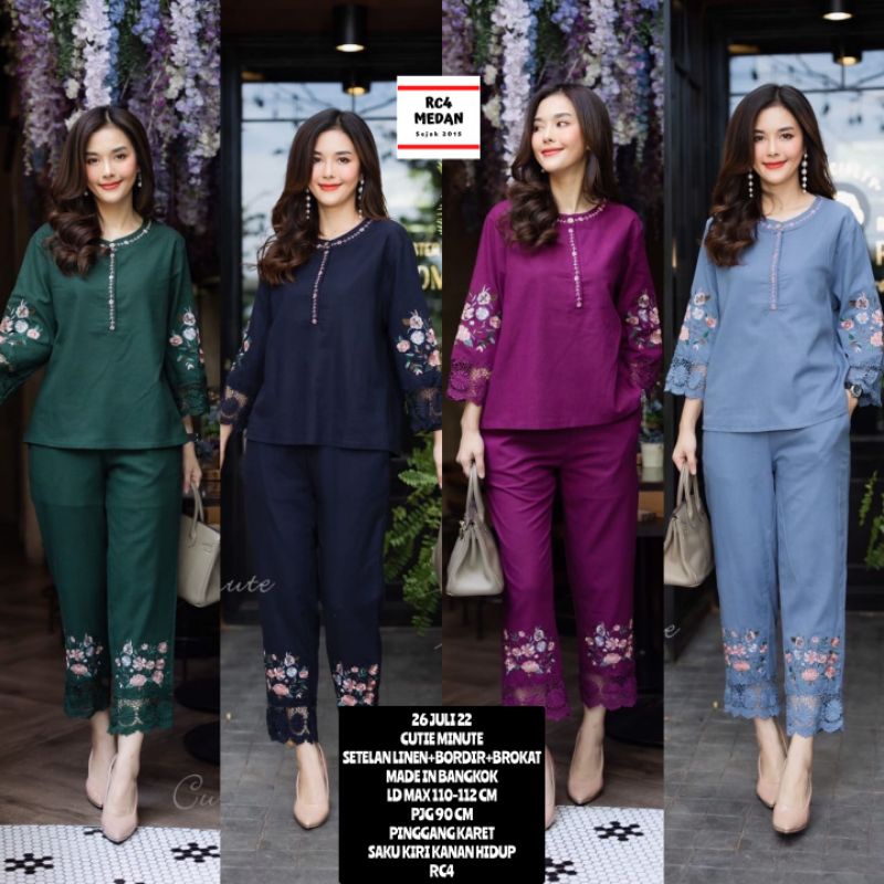 setelan celana linen cutie minute premium bangkok