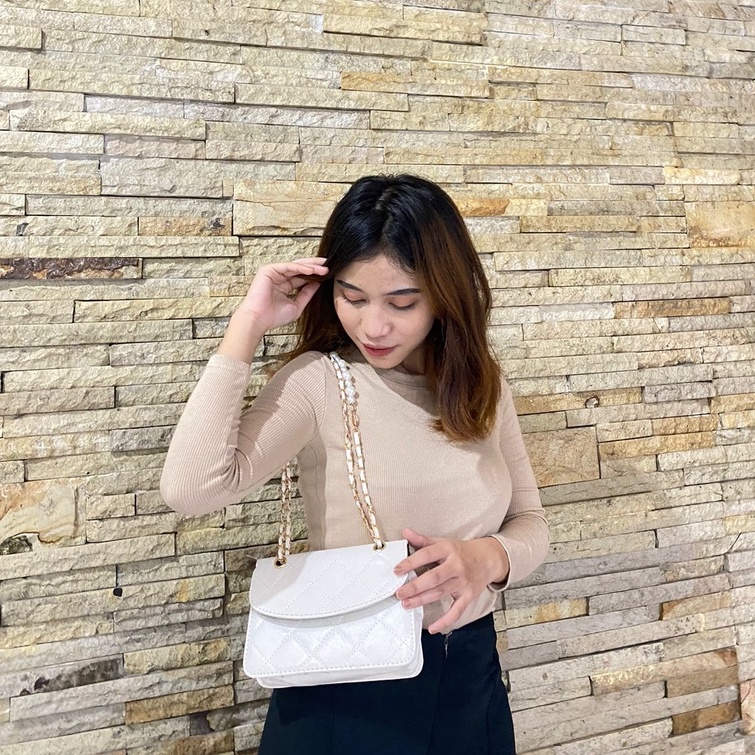 Tas Selempang Wanita Import Tas Korea Kulit Azzura Mutiara Pearl