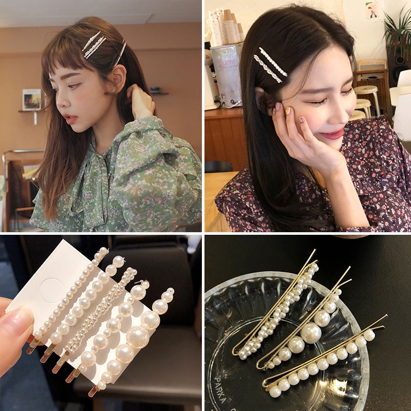 5pcs/set Jepit Rambut Manik-Manik Mutiara Untuk Wanita