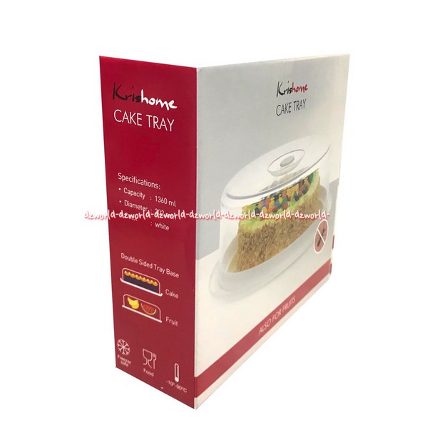 Krishome Cake Tray 26cm Tempat Wadah kue Dengan Tutup Transparan