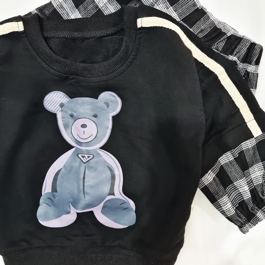 [COD] Setelan anak laki laki motif BoardBear 0-5 Tahun / Setelan baju baby impor premium korea lengan panjang/Brownieground