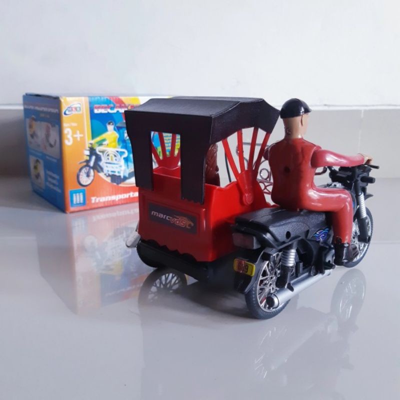 Mainan Becak Motor Nusantara Baterai - Miniatur Bentor Anak Batre