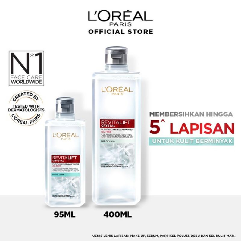 L'oreal Revitalift Crystal Purifying Micellar Water Oil Free