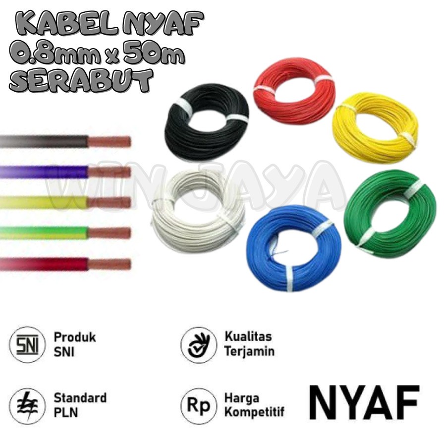 KABEL LISTRIK TUNGGAL SERABUT KABEL NYAF 0.8mm x 50m KABEL LISTRIK 50m