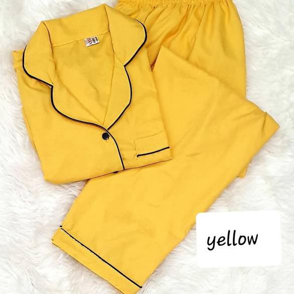 Baju Tidur Wanita/ Piyama/Pajamas dewasa katun silk polos (CP) lengan pendek celana panjang 4Q9