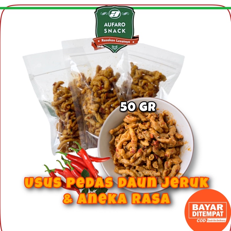 USUS CRISPY KERIPIK USUS MURAH MERIAH ENAK KRIPSUS KRIPIK USUS AUFARO SNACK