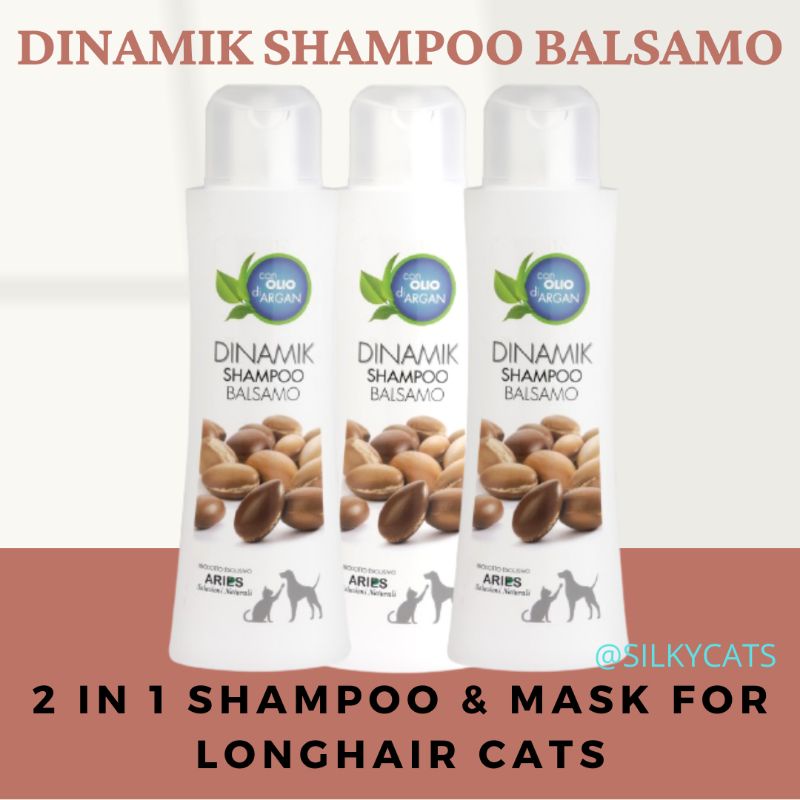 Aries dinamik shampoo balsamo 250ML. Shampoo + masker untuk kesehatan bulu & kulit kucing