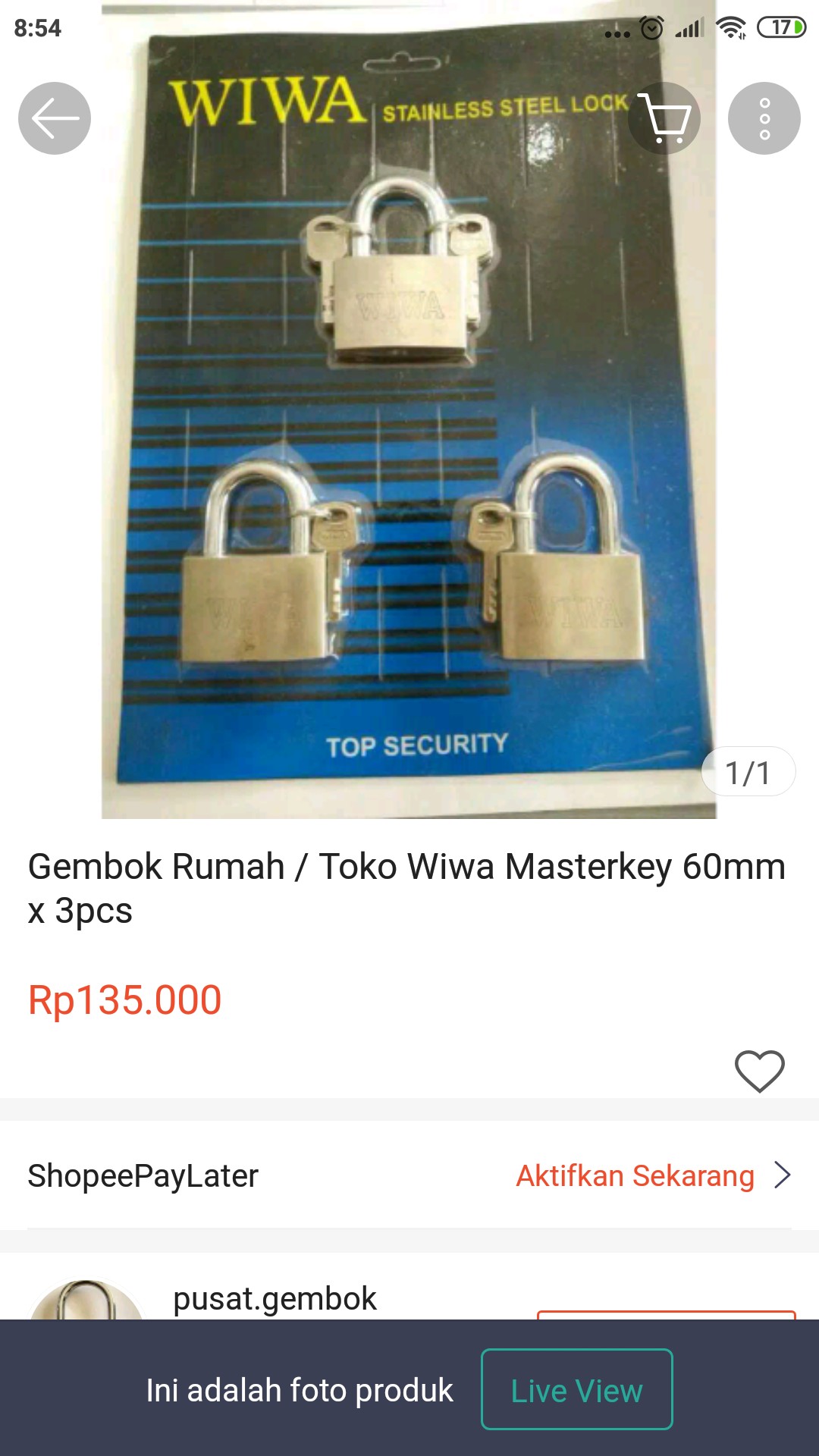 Gembok Rumah / Toko Wiwa Masterkey 60mm X 3pcs