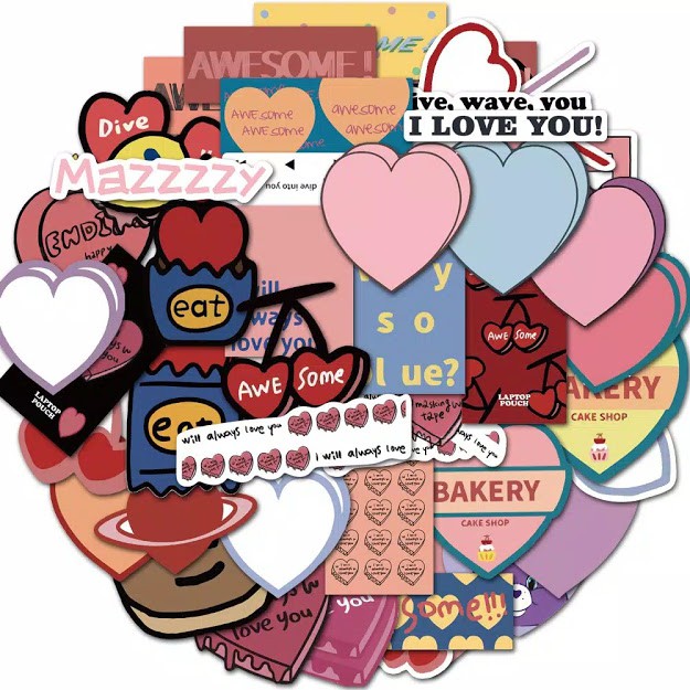 

Sticker Love Theme Colorful Cute Pink Lucu Scrapbook DIY Bujo Planner