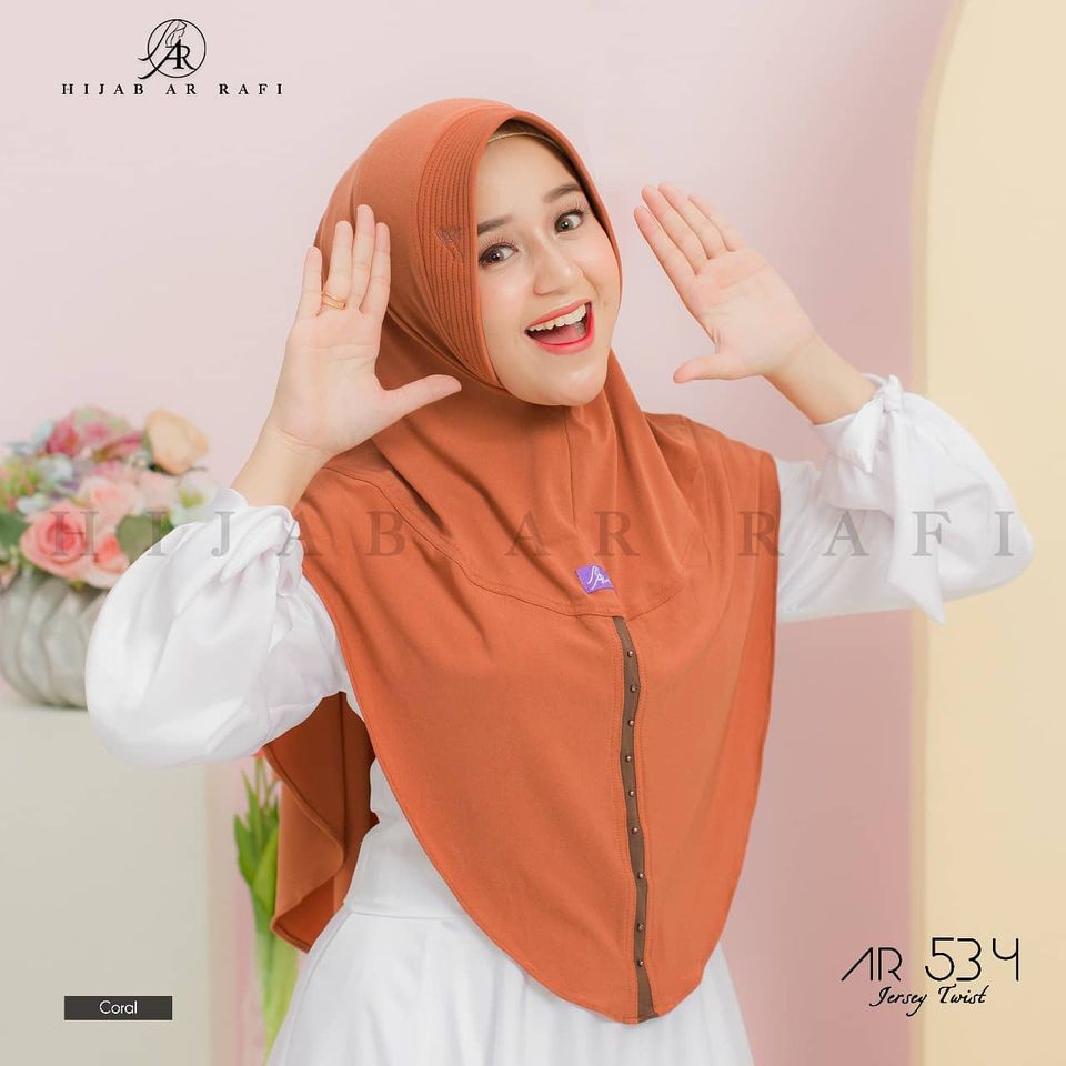 HIJAB ARRAFI AR 534 - HIJAB INSTAN - KERUDUNG ARAFI - KERUDUNG INSTAN - JILBAB INSTAN-CORAL