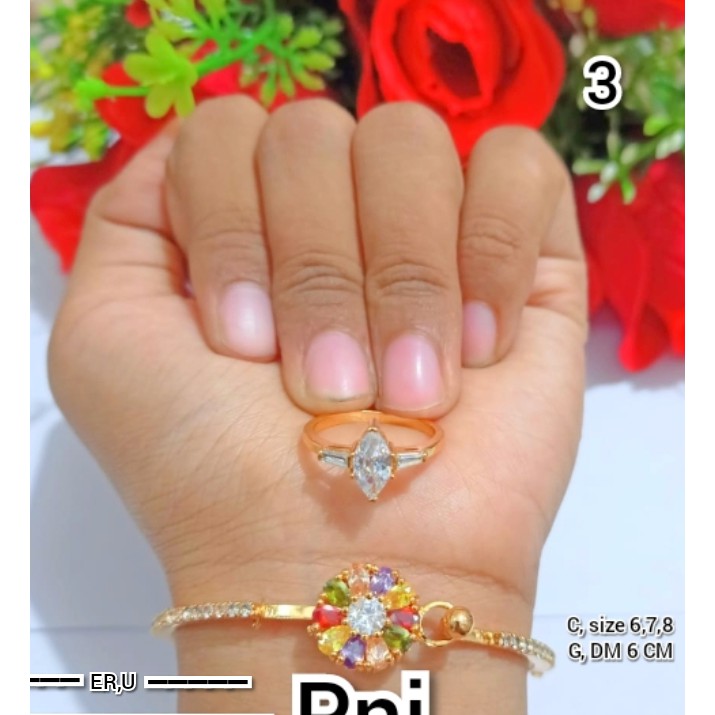 Gelang Bangkok Buka Samping Permata Mewah Free Cincin Xuping (COD)