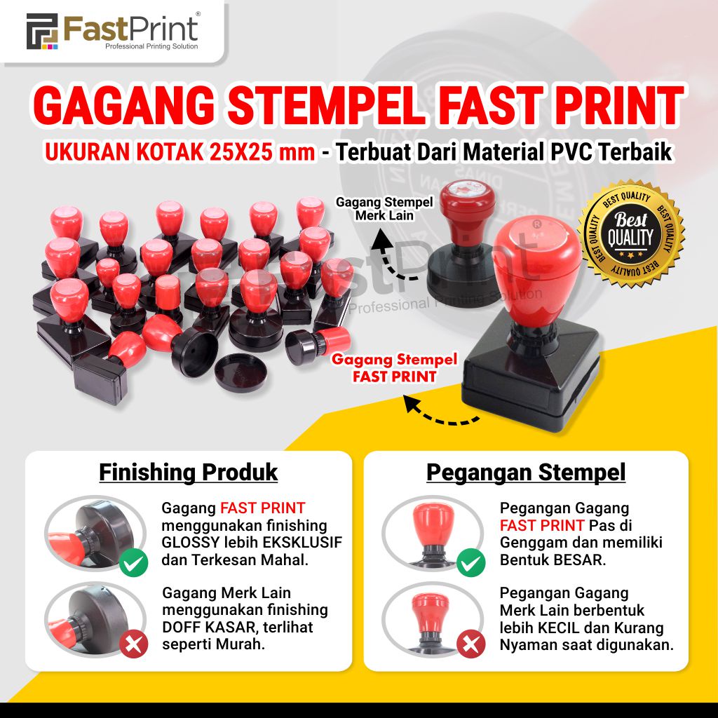 

Fast Print Gagang Stempel Flash Warna Ukuran Kotak 25x25mm