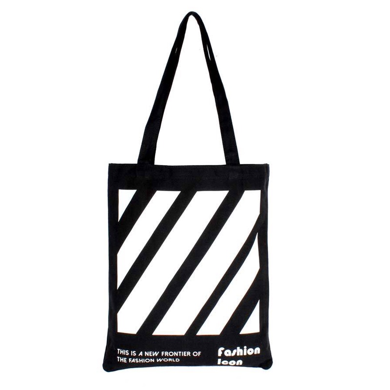 Miniso Striped Tas Pundak ToteBag Kanvas