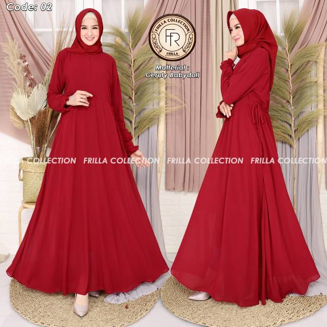 Gamis frilla ceruty tnpa jilbab