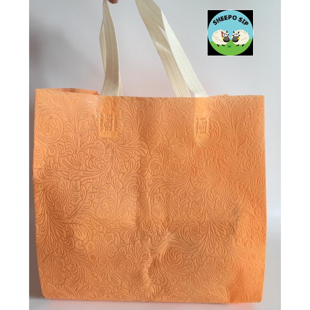 

GOODIE BAG Tas Parsel Lebaran Embos 28x24x40 Tas Hampers Lebaran Alas 22x22 / 24x24 cm Orange