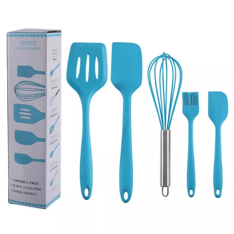 Spatula set isi 5 pcs sodet sutil kocokan kuas silikon/Kitchen utensil set isi 5 pcs