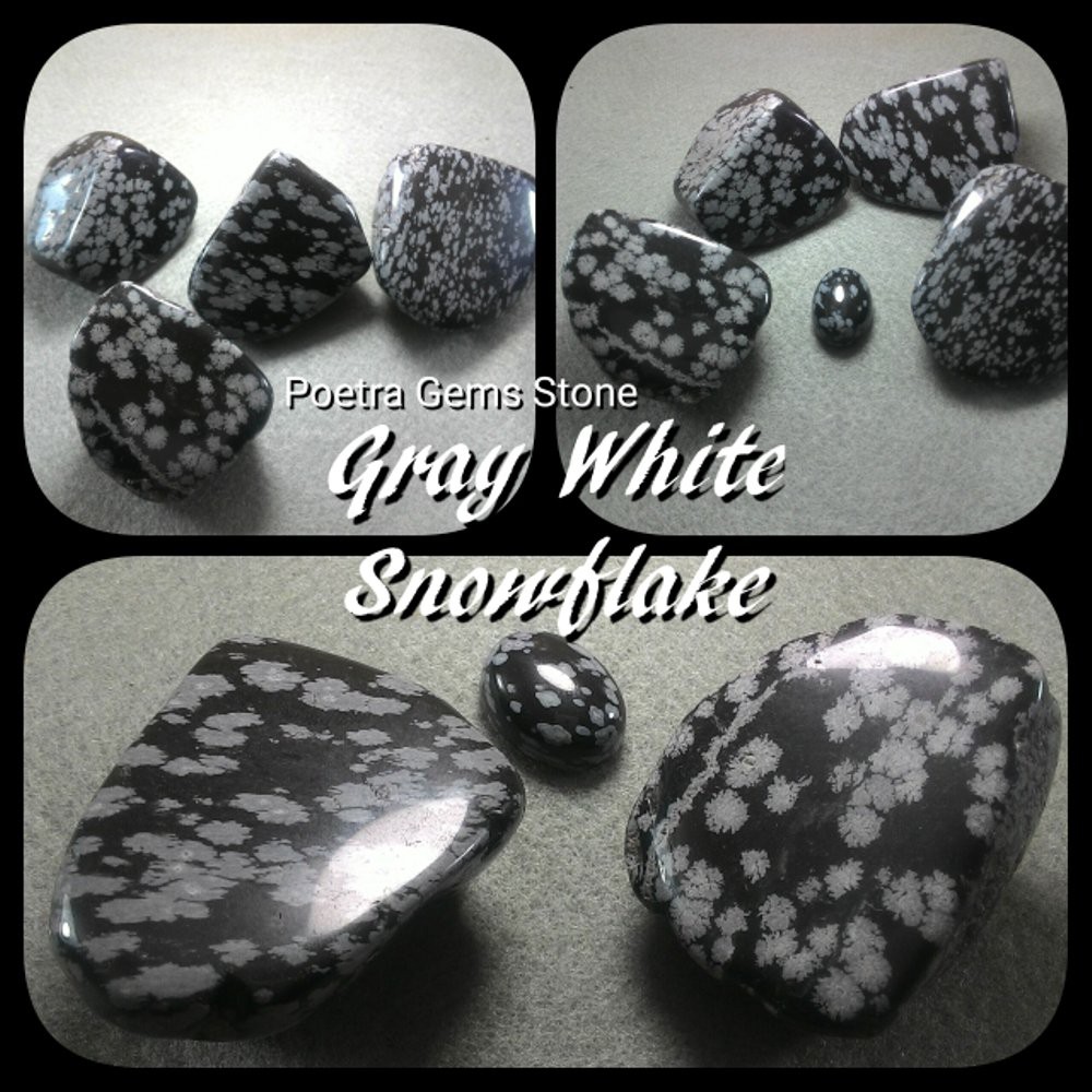 ROUGH POLISHED TUMBLED GRAY WHITE BLACK SNOWFLAKE STONE HQ