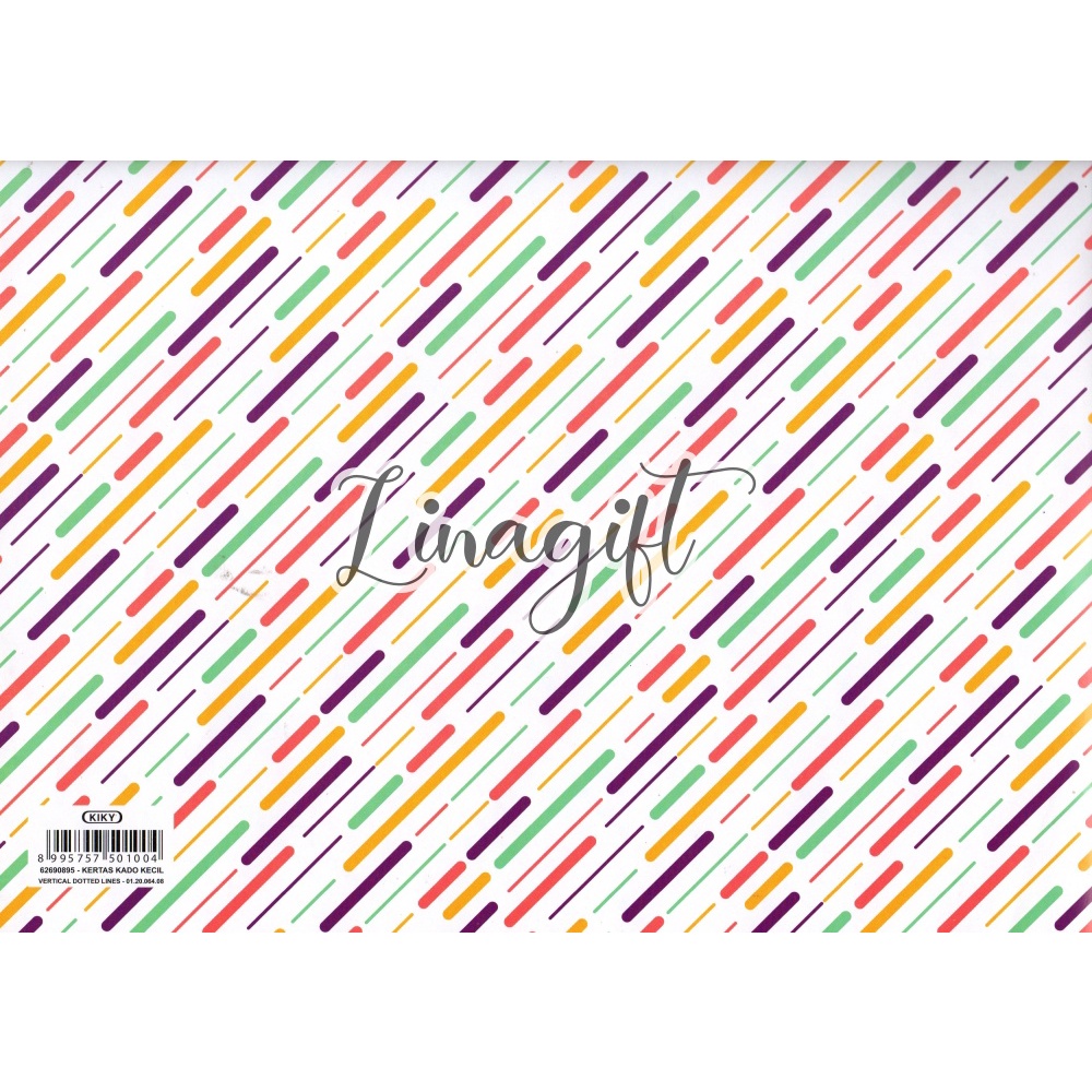 ( 5 Lembar ) VERTICAL KIKY -  KERTAS KADO - GIFT WRAPPING PAPER RETRO / VERTICAL DOTTED LINES / TRIANGLE / GARIS / STRIPES / CLASSIC