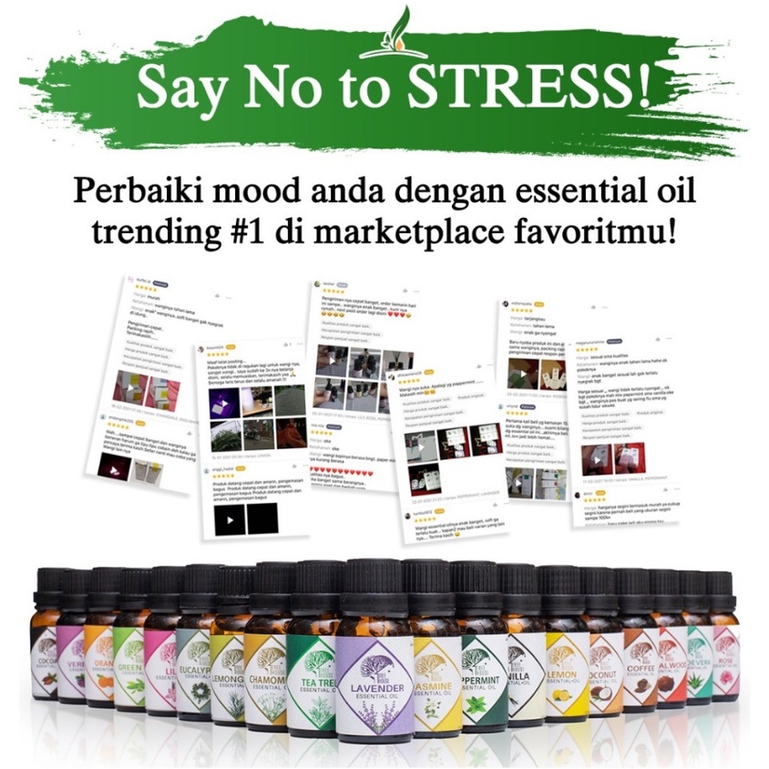 Essential Oil - 15ML by Tree House - Aromatherapy - Aromaterapi - untuk Diffuser / Humidifier - Esential Oil - Esensial Oil - Essensial Oil - Pengharum Ruangan - Minyak Atsiri - Oil Diffuser - Essential Oil Lokal - Lavender - Peppermint - Sandalwood