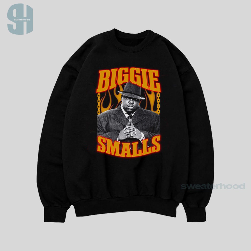 Crewneck Black Biggie Small Sweatshirt Hitam Jaket Vintage Pria Dan Wanita Sweaterhood