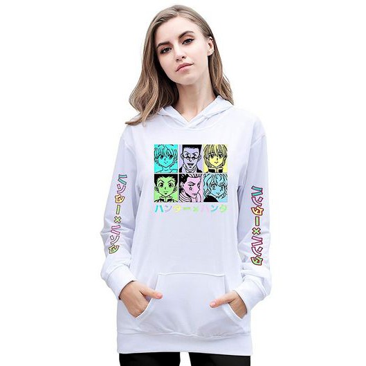 Hoodie Killua Hunter x Hunter Kanji Character White HxH