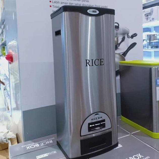 Rice Box Krischef - Tempat Beras 30Kg - Dispenser Beras Stainless Termurah