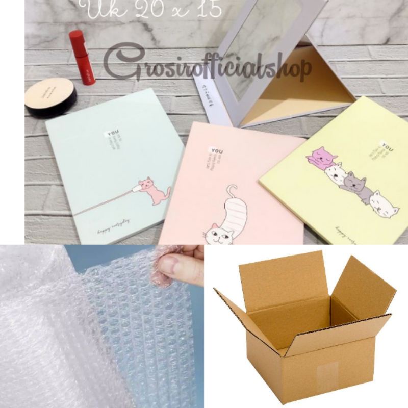 Kaca Cermin Rias Model buku Uk 20 x 15 / Cermin Lipat / Cermin Cover Lucu-CUTECAT+BUBBLE+DUS
