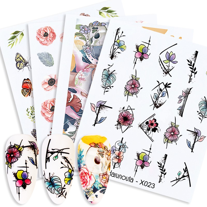 Stiker Kuku Motif Buah / Daun / Alfabet / Leopard Untuk Nail Art