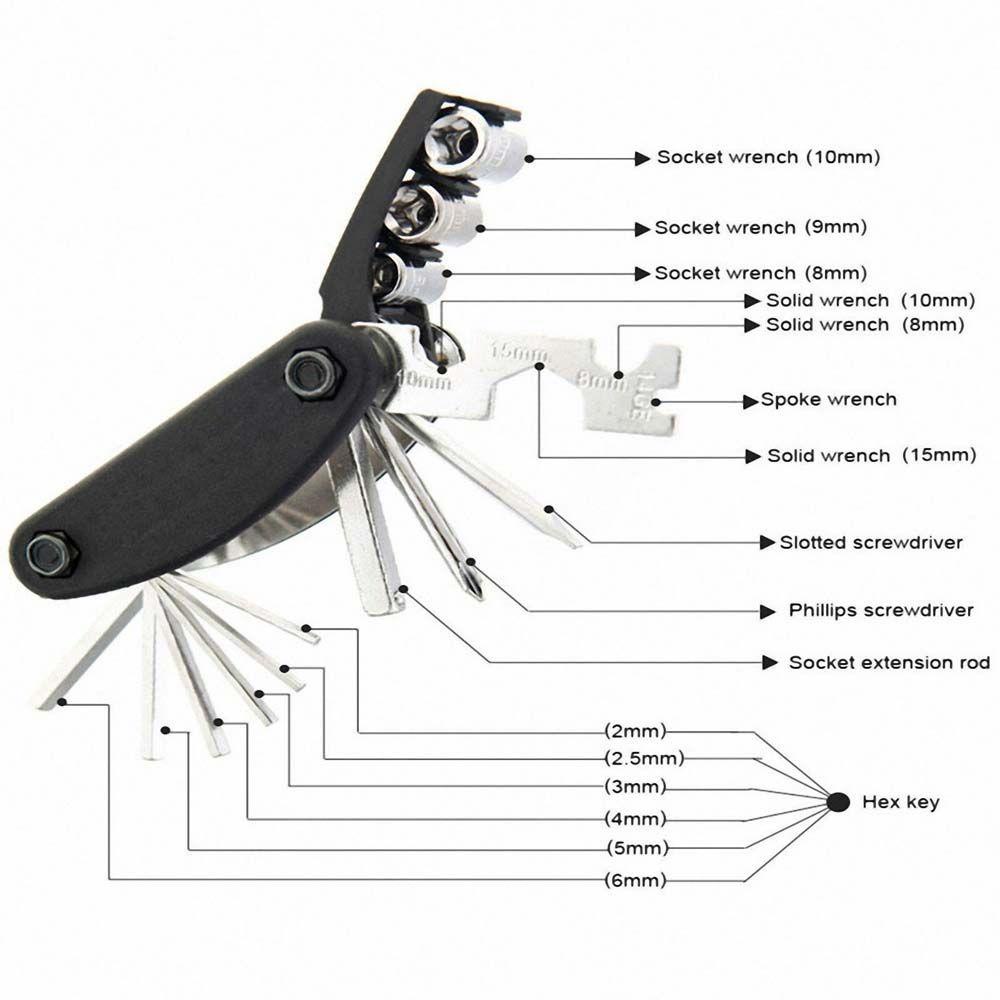 Lanfy Alat Perbaikan Sepeda Sepeda Gunung Multifungsi Bersepeda Hex Spoke Lipat Aluminium alloy Sepeda Multi-Alat