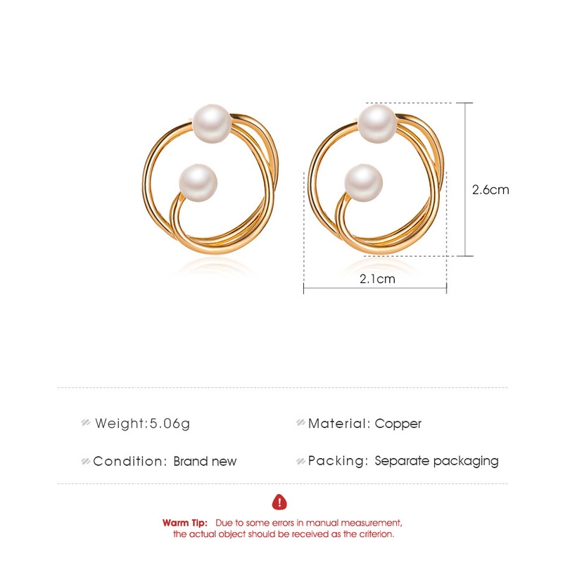 European and American personality simple ins wind net red geometric pearl earrings fashion high-end knotted round earrings earrings