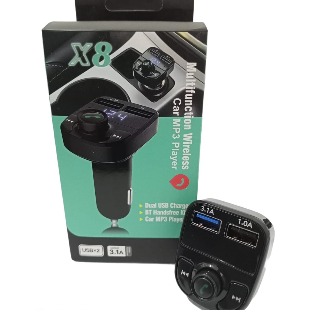 CAR CHARGER X8 DUAL USB WIRELESS BLUETOOTH FM TRANSMITTER CAR MP3