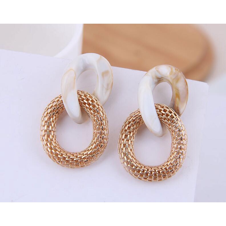 Eropa dan Amerika fashion berlebihan akrilik rantai anting-anting Korea serbaguna mesh anting-anting