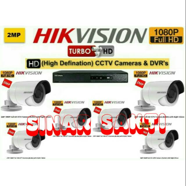 PROMO PAKET CAMERA CCTV HIKVISION 6 CAMERA 2MP 1080P ( LENGKAP TGGL PASANG ) ORIGINAL garansi 2thn