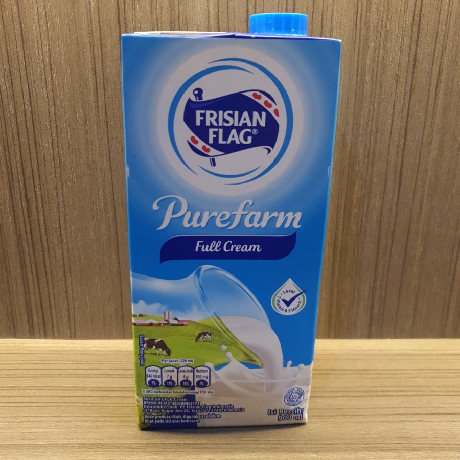 

Frisian Flag Pure Farm Full Cream Susu UHT Full Cream HALAL 900 Ml