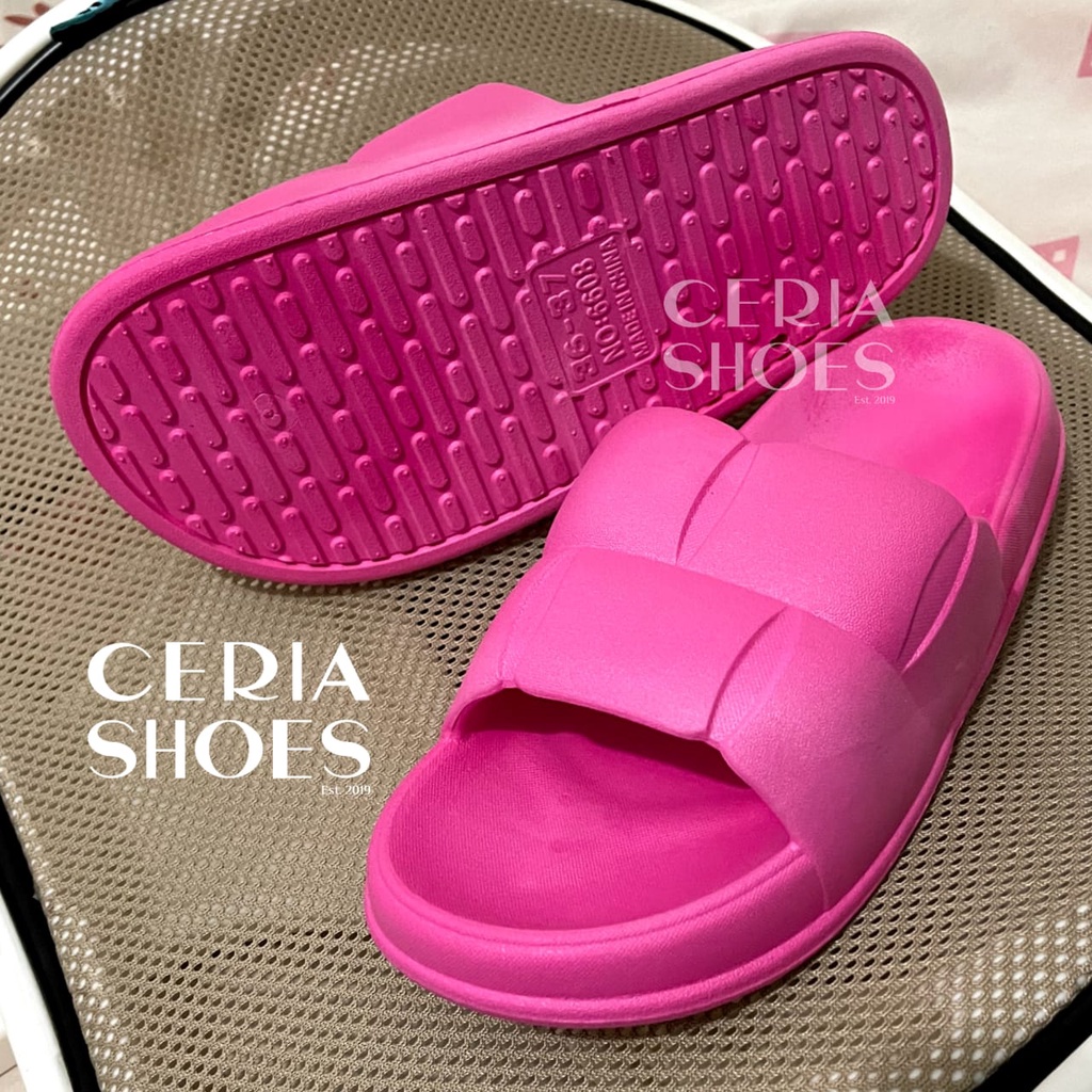 MlNlSO Sandal Slop Wanita PVC Rubber Korean Super Soft Elastic Slippers Sandals Non-Slip Sole