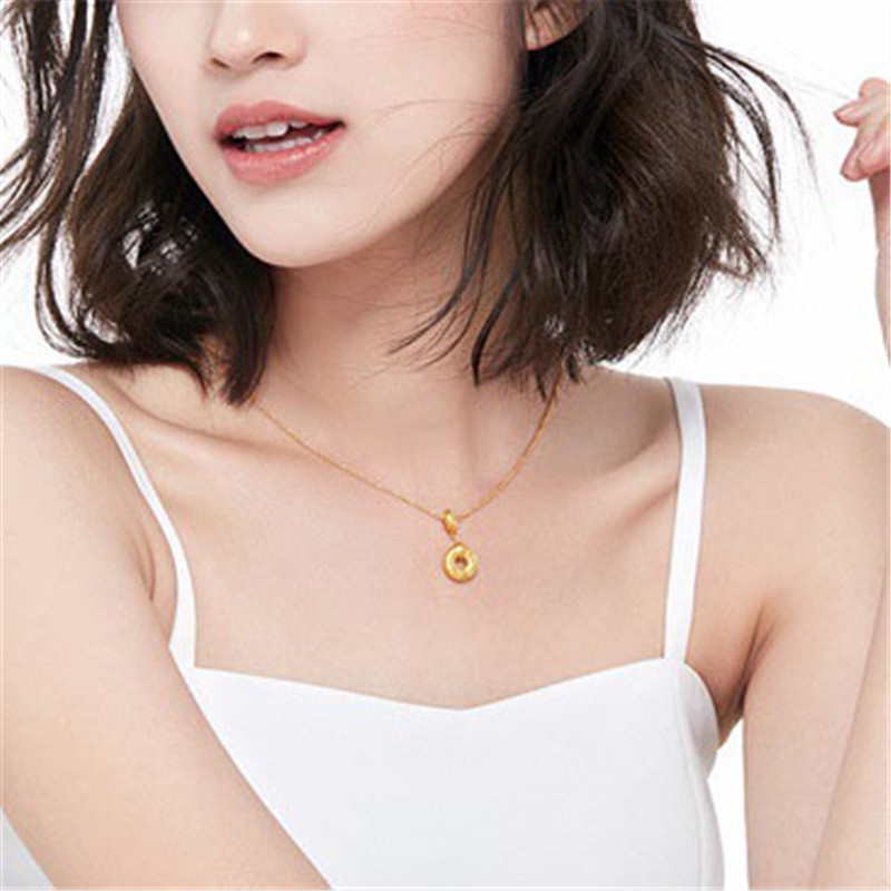 [Ready Stock]Fashion Gold Plated Safe Ring Pendant Necklace