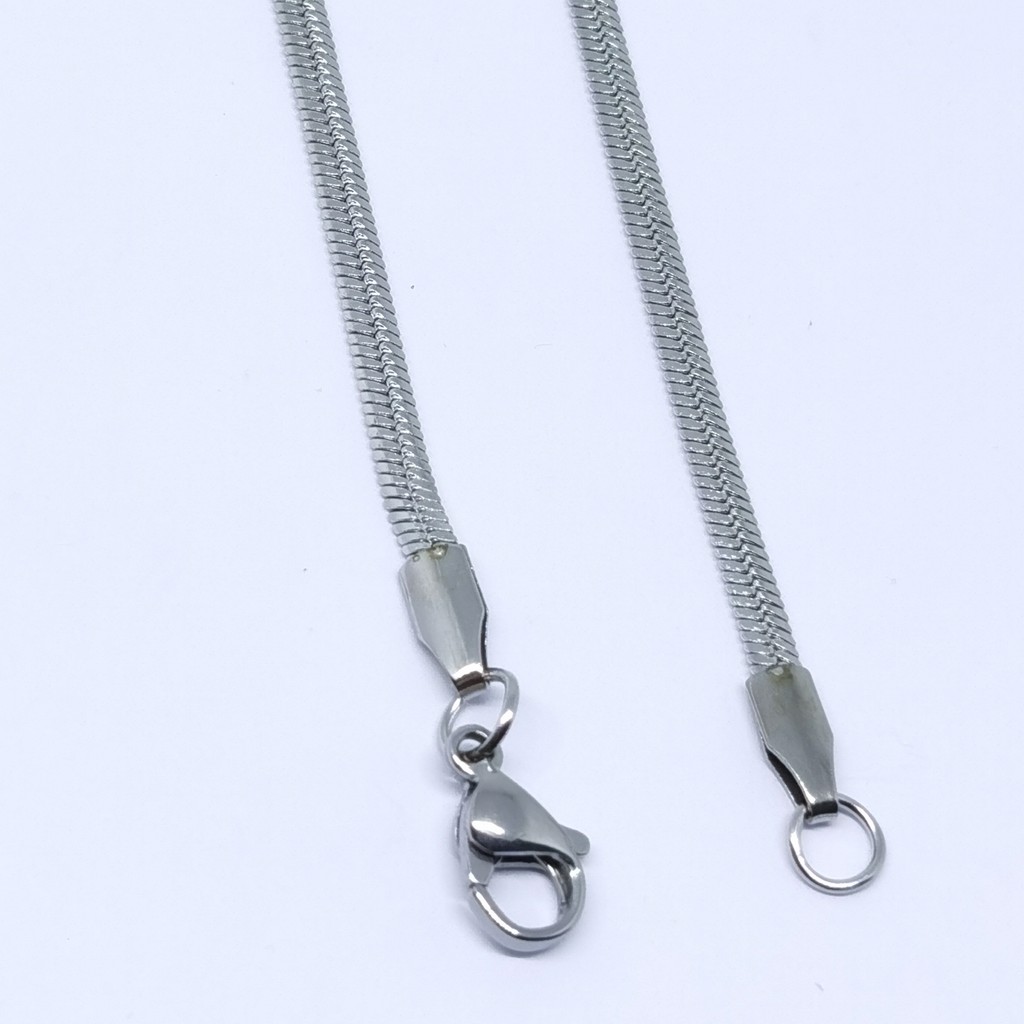 kalung titanium silver gepeng panjang 45cm|50cm|60cm
