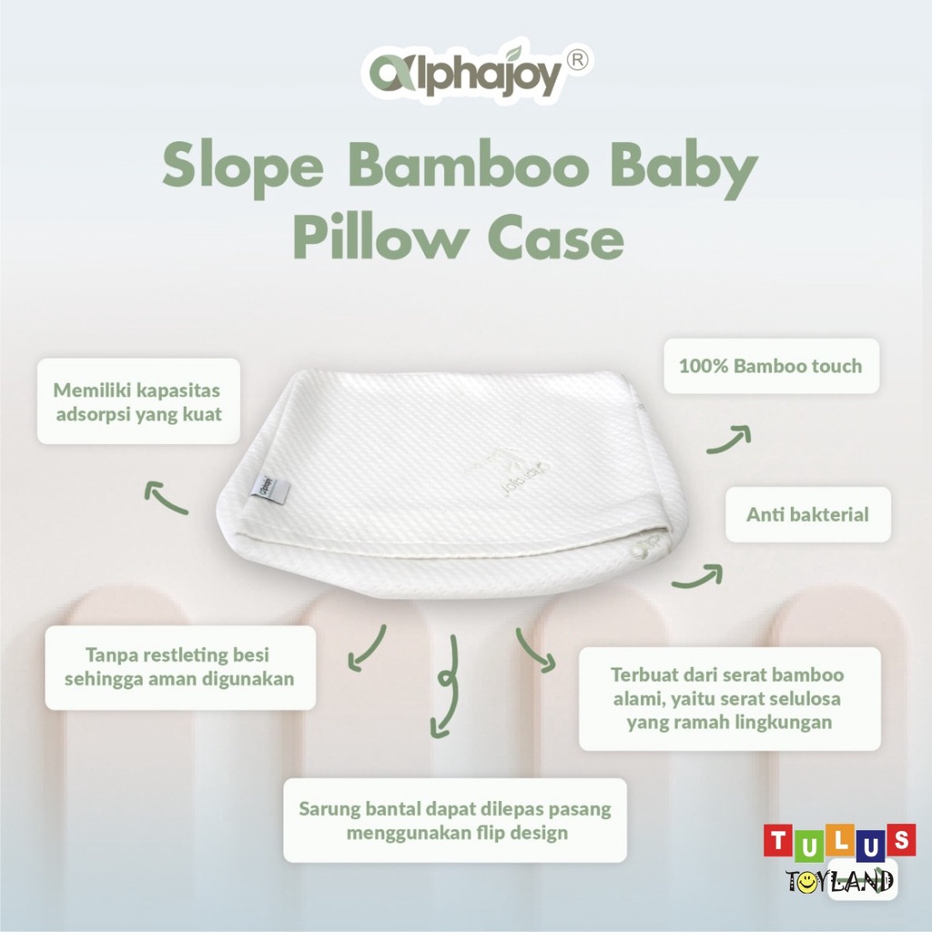 Sarung Bantal Alphajoy SLOPE Pillow Case Bamboo Organic Cotton Premium Jacquard Wedge Pillowcase Anak Bayi anti alergi halus lembut